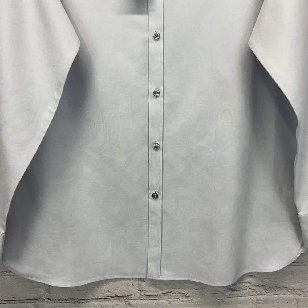 Murano Shirt Men's Size L Silver Paisley Liquid Luxury Button Down Business Soft - Picture 7 of 11
